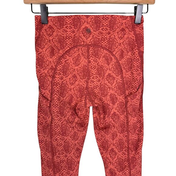 Athleta Ultimate Stash Pocket Snake 7/8 Orange Red Side Pocket Leggings - Picture 5 of 10